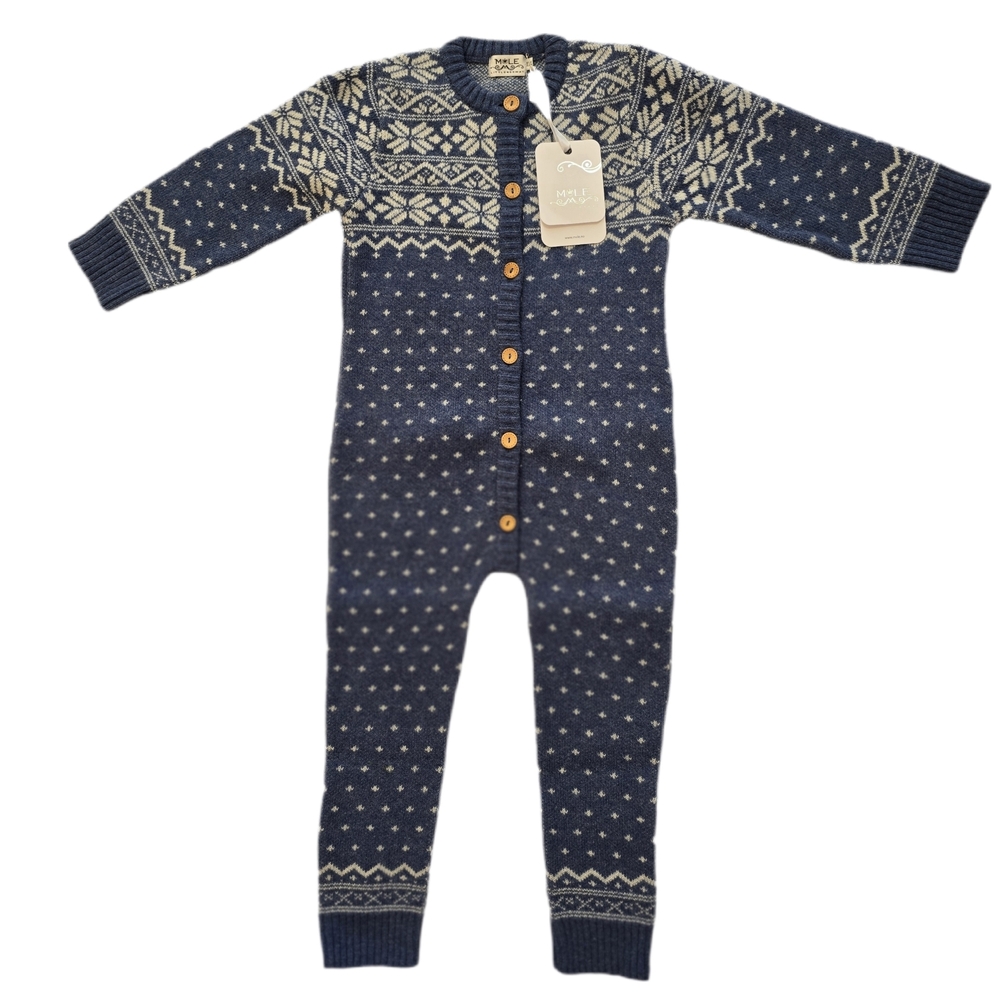 👶 Little Boys' Wool Knit Romper | Mole Little Norway | Size 104 | NWT
